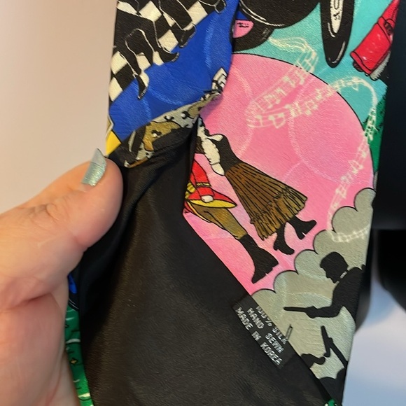 Nicole Miller Vintage 1991 Music Records Jazz Band Silk Necktie Tie - Picture 15 of 15